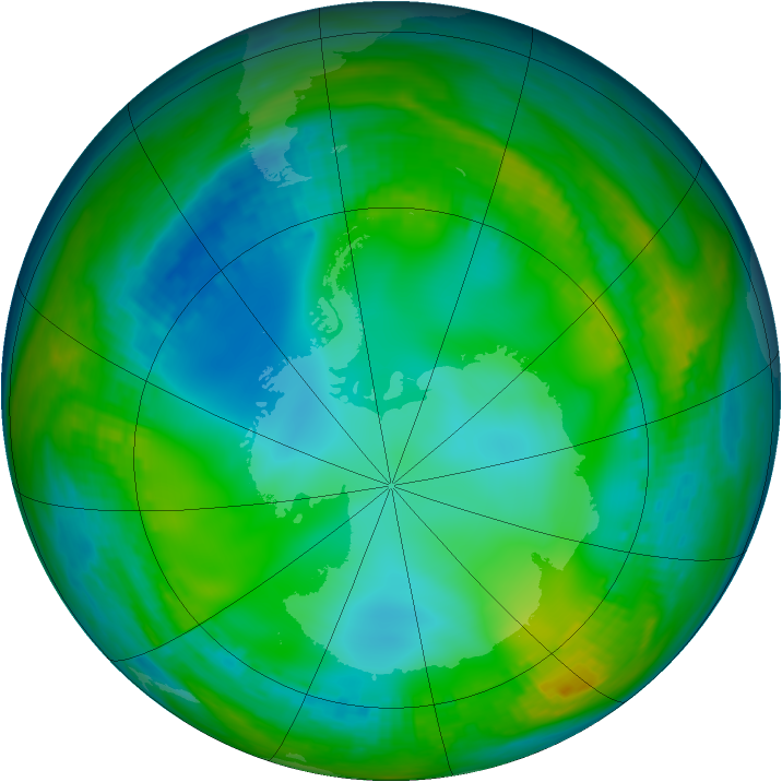 Antarctic ozone map for 03 June 1981